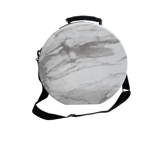 CALPAK Gray White Marble Hat Round Luggage Case w/ Strap - Picture 10 of 16